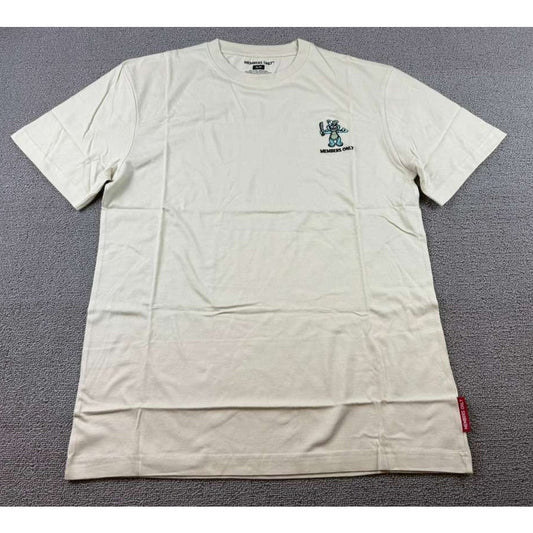 Members Only T Shirt Men M Cream Embroidered Scary Bear Knife Graphic Cotton