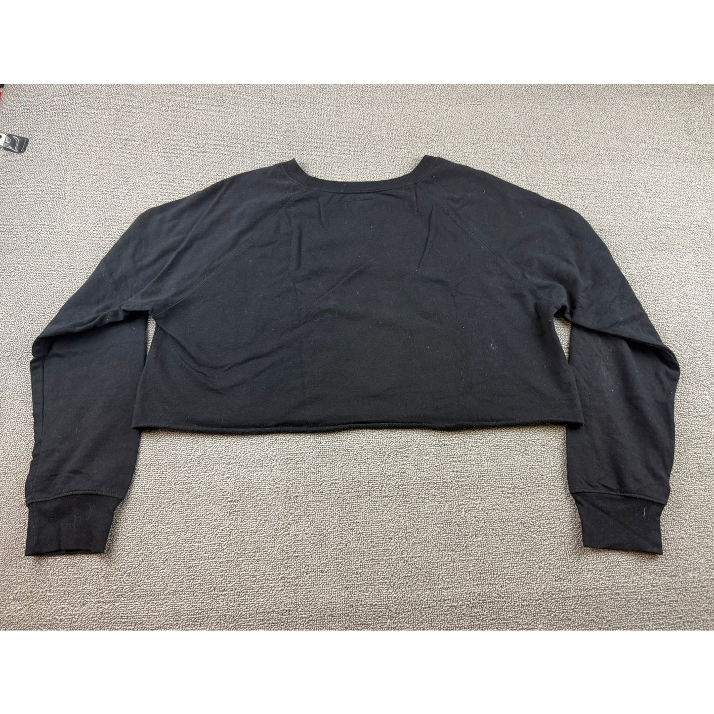 Bravado Large The Rolling Stones Cropped Sweatshirt Black Red Lips Rock Shirt
