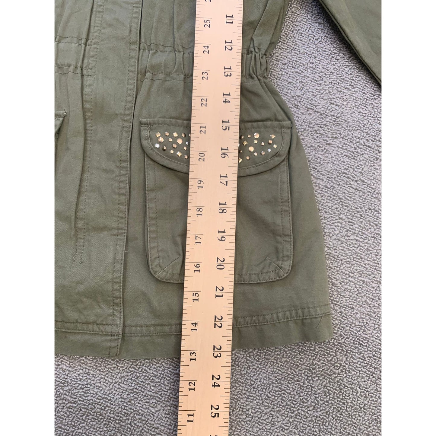 Mayoral Girl's Size 8 Olive Green Hooded Jacket With Studs