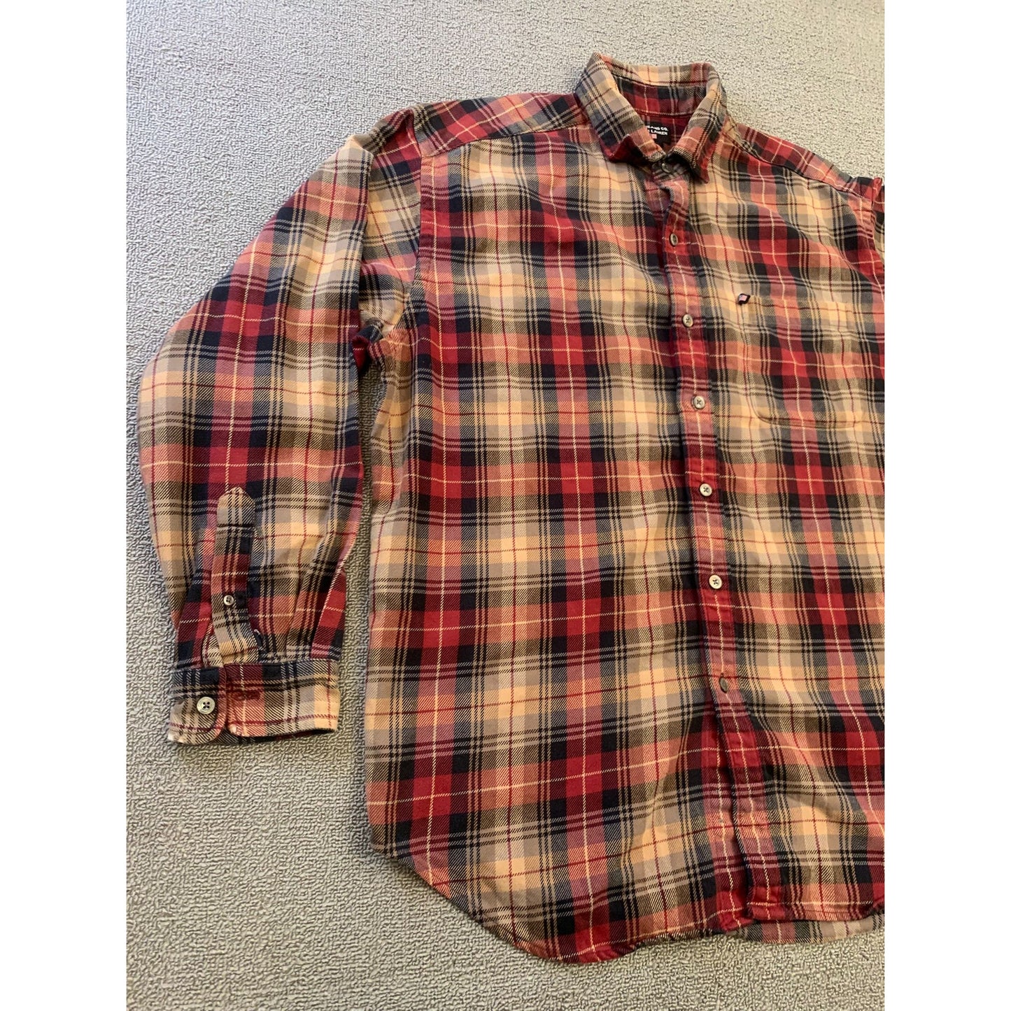 POLO JEANS CO. RALPH LAUREN Men's L Red Plaid Wool Blend Button Down Shirt
