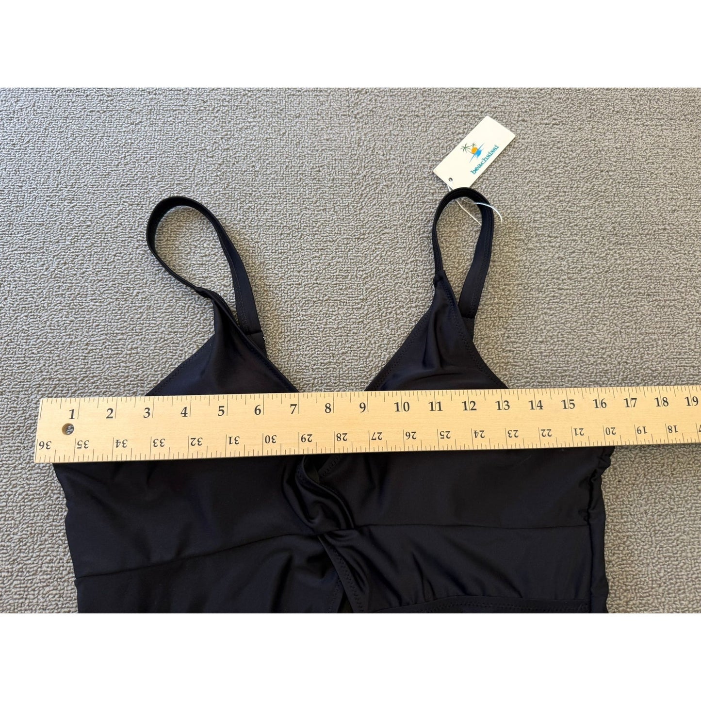 Beachsissi Womens Extra Large Black Ruched Tankini Top