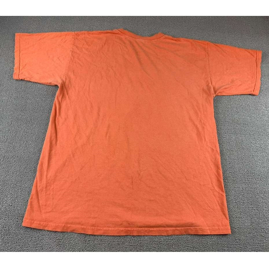 Disney T Shirt Men L Orange Mickey Mouse Graphic Short Sleeve Cotton Crewneck