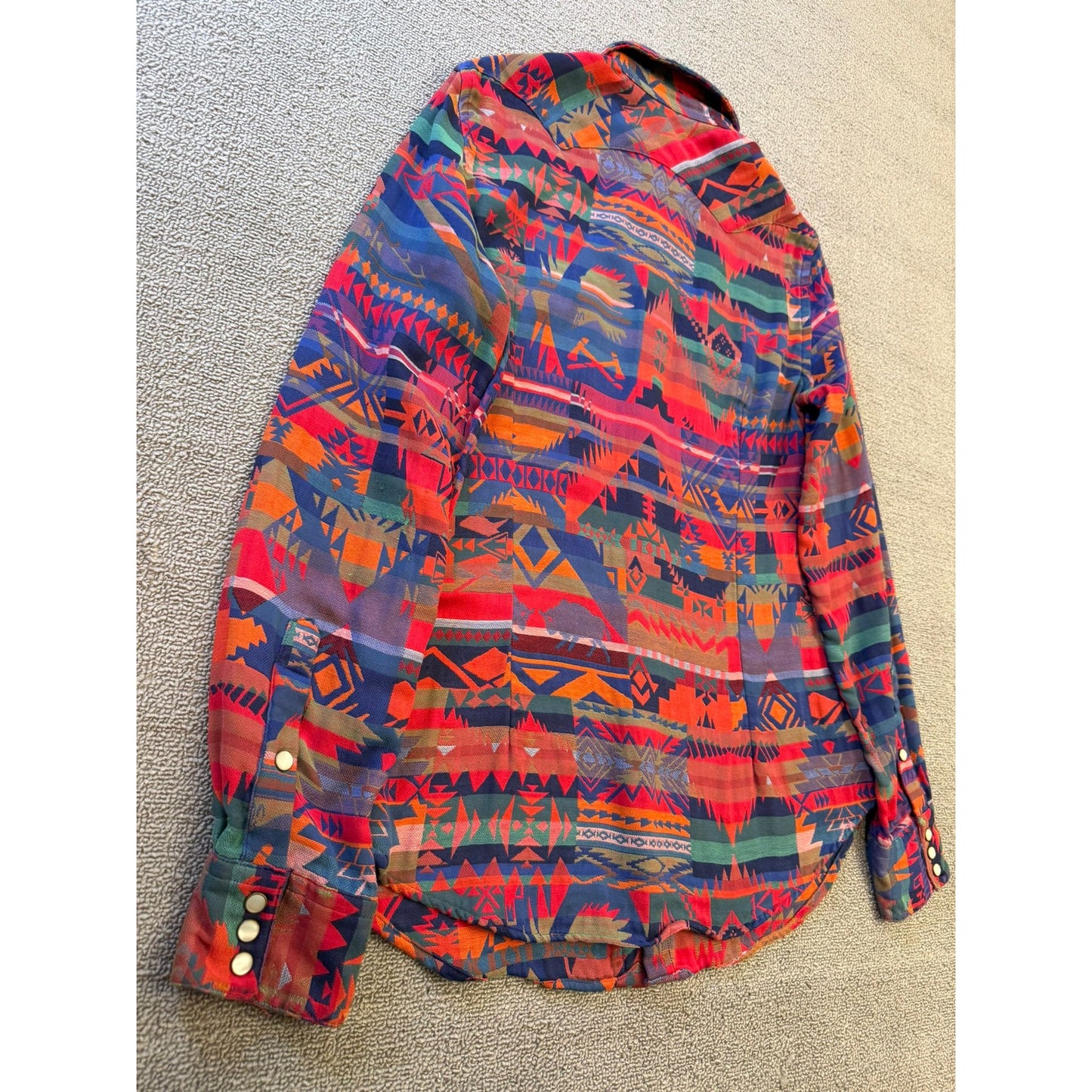 Polo Ralph Women Lauren Southwestern Aztec Navajo Western Shirt Large L Snap Button