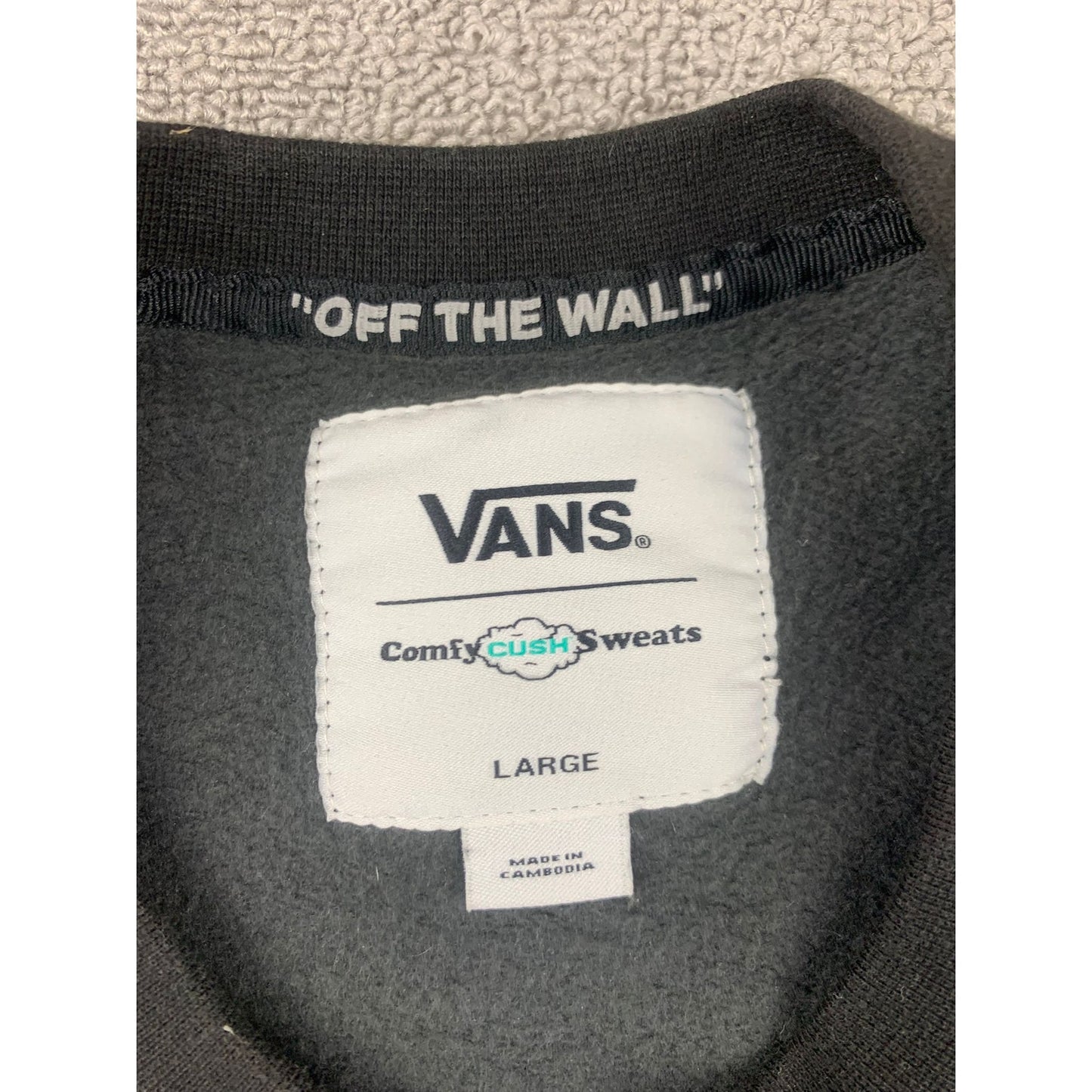 Vans Men Large Black And Gray Comfycush Checkerboard Pullover Crewneck Sweater