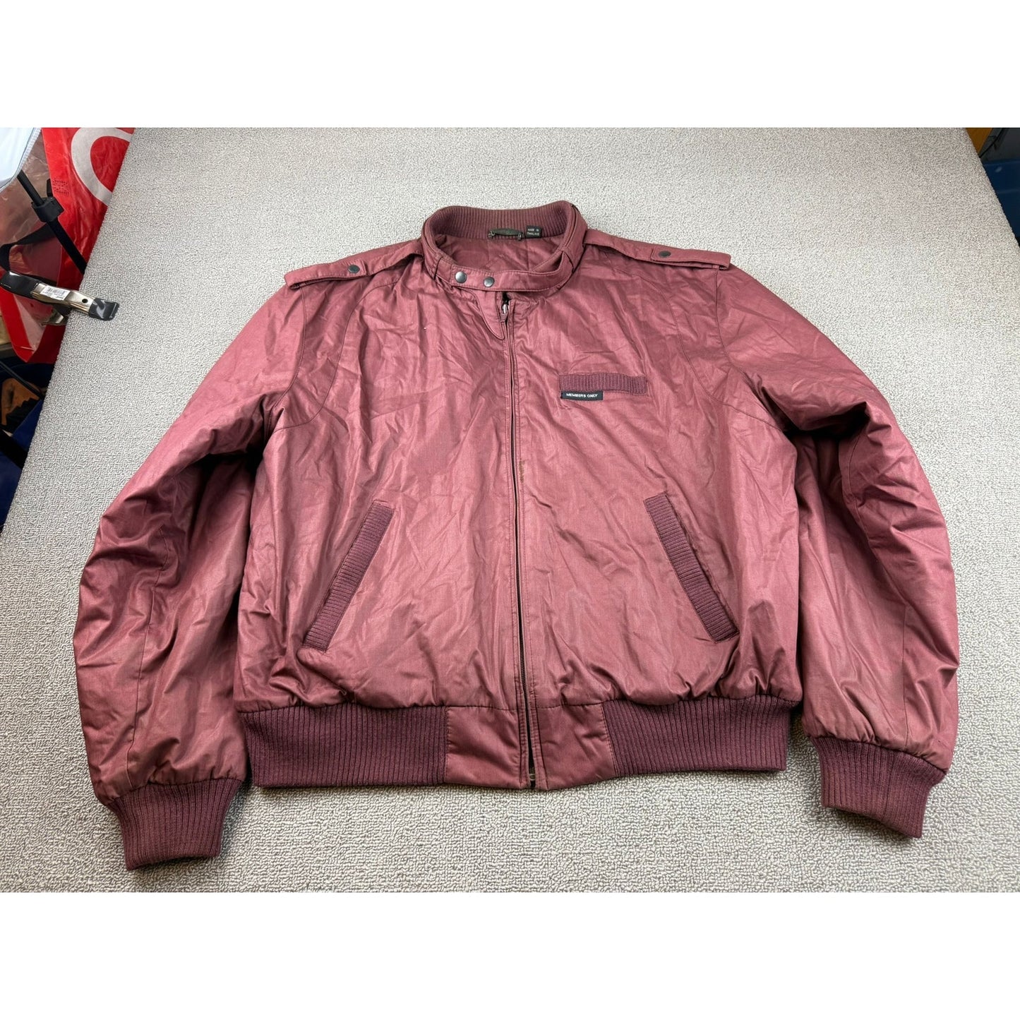 Vintage Members Only Bomber Jacket Mens 44 Crimson Red Cafe Racer Full Zip 80s