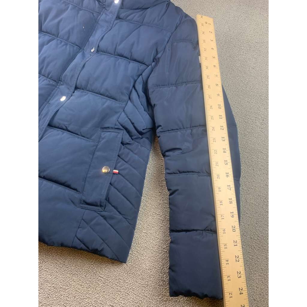 Tommy Hilfiger Women Size Large Puffer Jacket Hooded Lightweight Blue