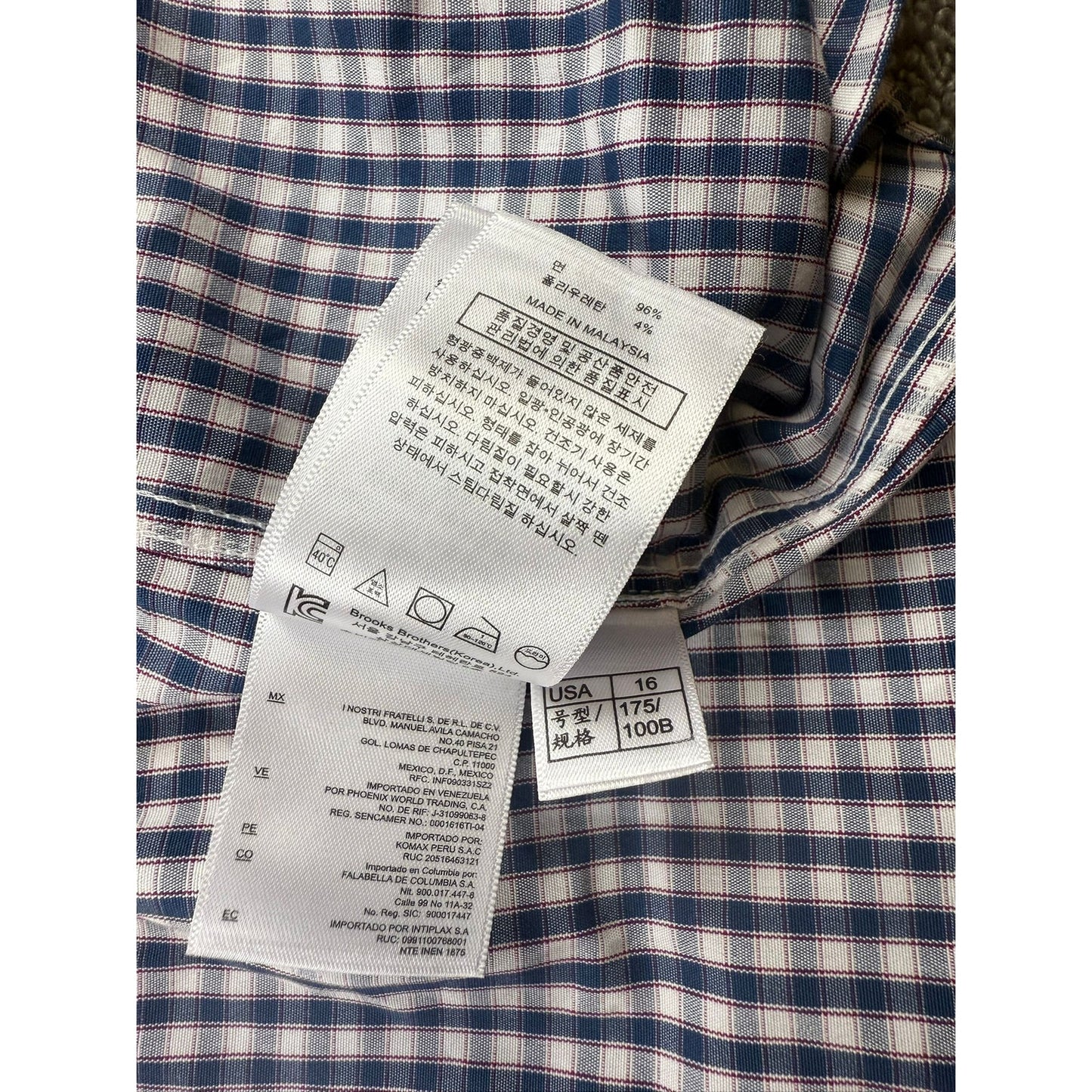 Brooks Brothers Regent Dress Shirt Men's 16-34 Navy Red White