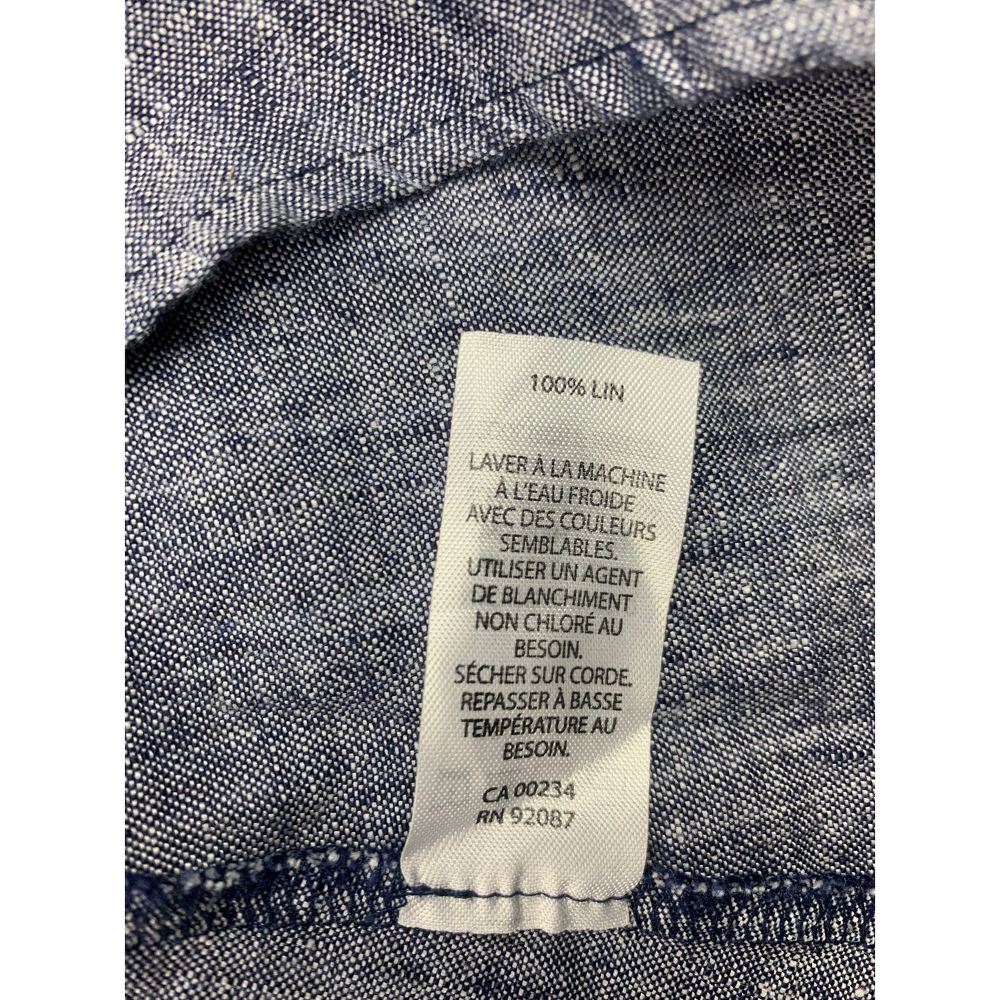 Saks Fifth Avenue Women's S Blue Linen Heathered Collared Shirt Dress