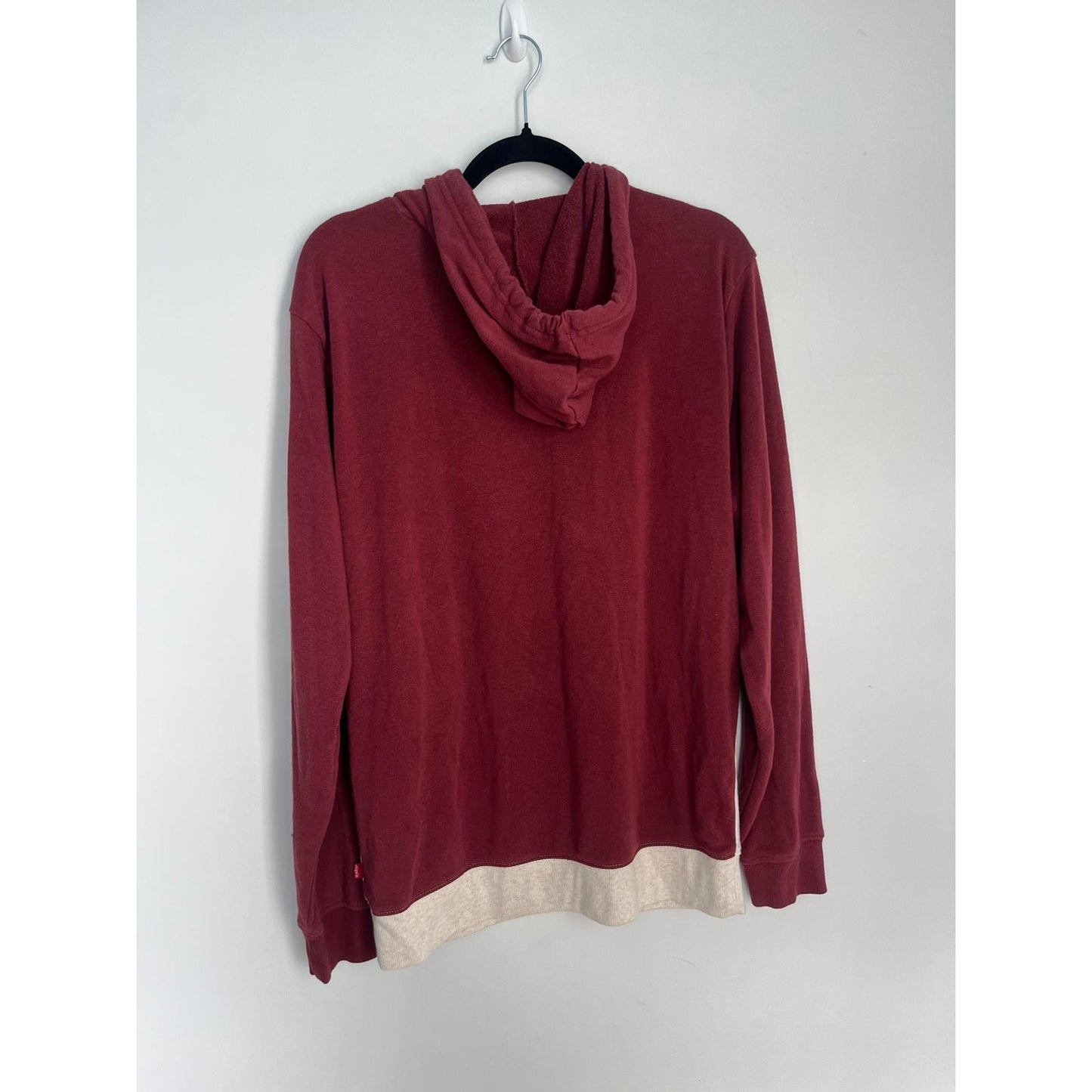 Levis Hoodie Sweatshirt Men Large Red Cream Colorblock Logo Pullover