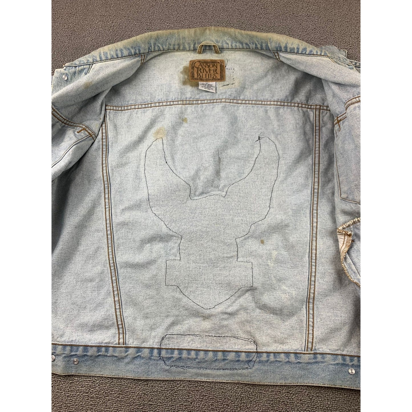 Vintage Canyon River Blues Men XL Denim Jacket With DIY Patches Indonesia Made