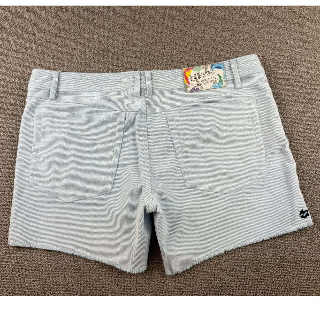 Billabong Women’s Shorts Size Size 9 Light Blue Pinstripe Y2K Surf Skate Frayed