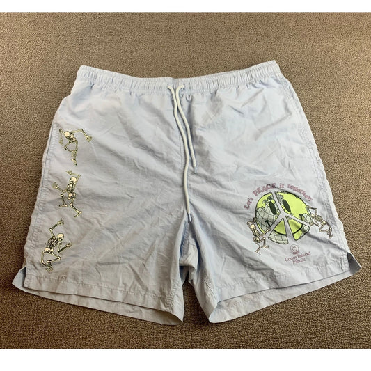 Coney Island Picnic LET'S PEACE IT TOGETHER Nylon Blue Shorts - Size Large