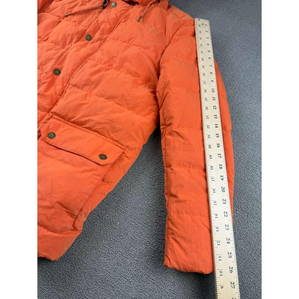 Brooks Brothers Quilted Down Hooded Parka Medium Jacket Orange