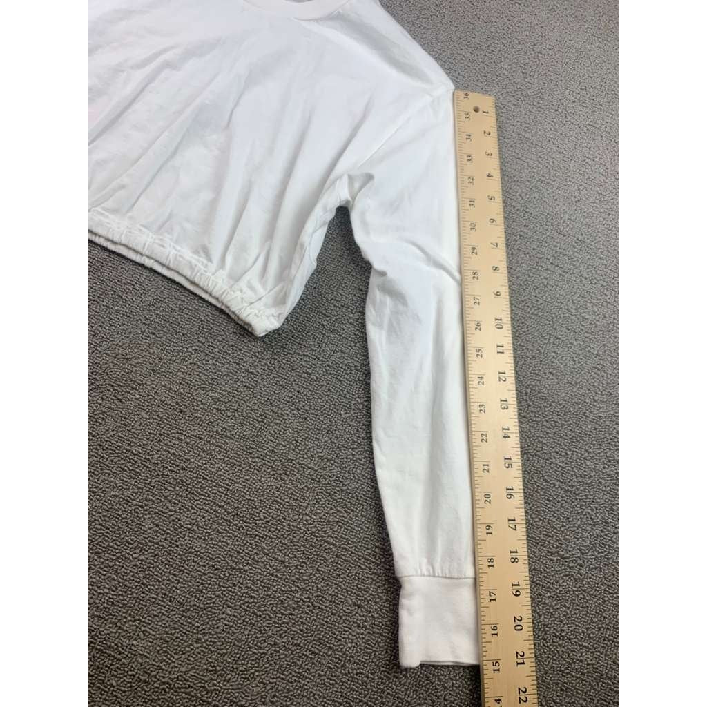 TNA Cropped Sweatshirt Women S White Elastic Hem Long Sleeve