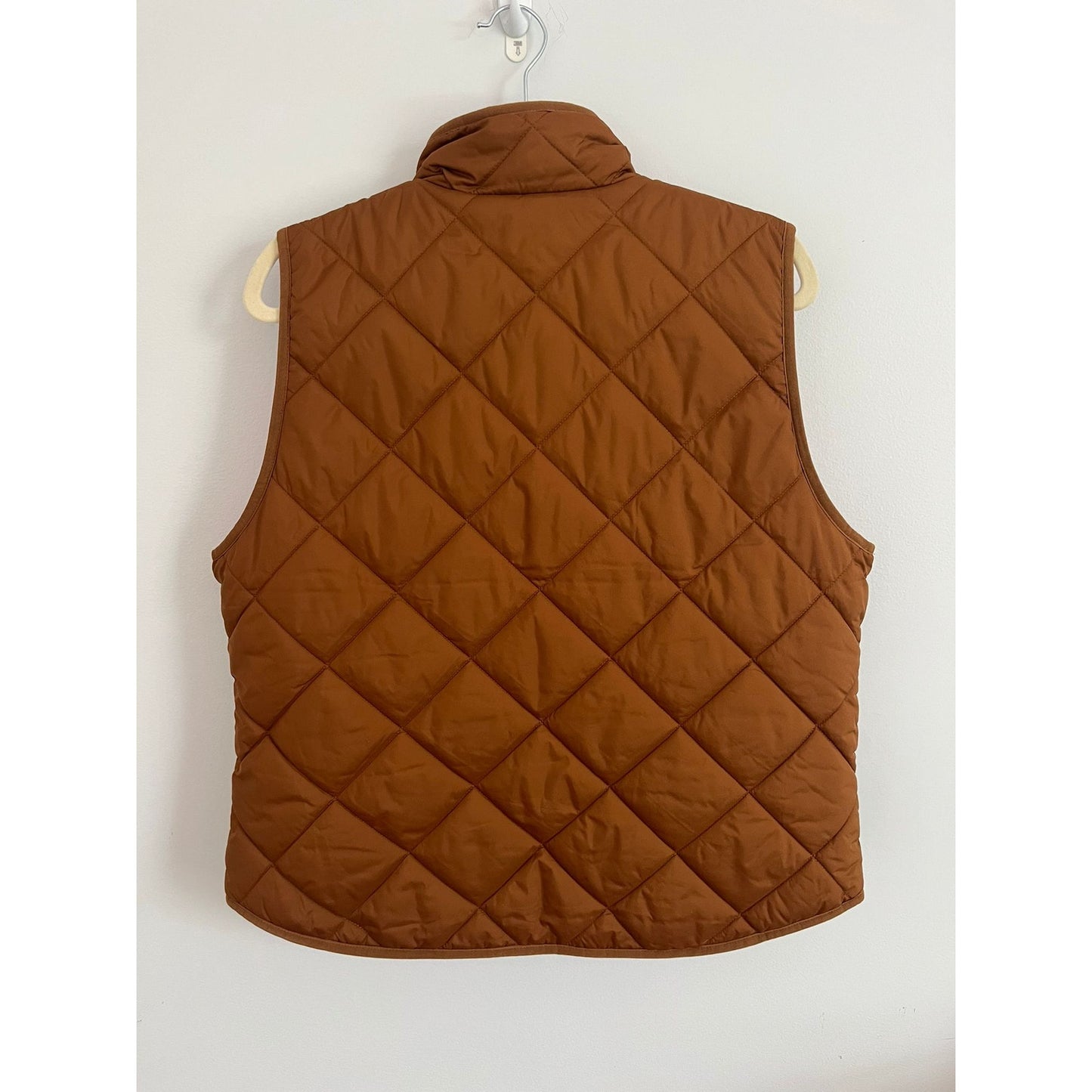 J.Crew Quilted Vest Womens Large Brown Puffer Sleeveless Zip Gold Snap Outdoor