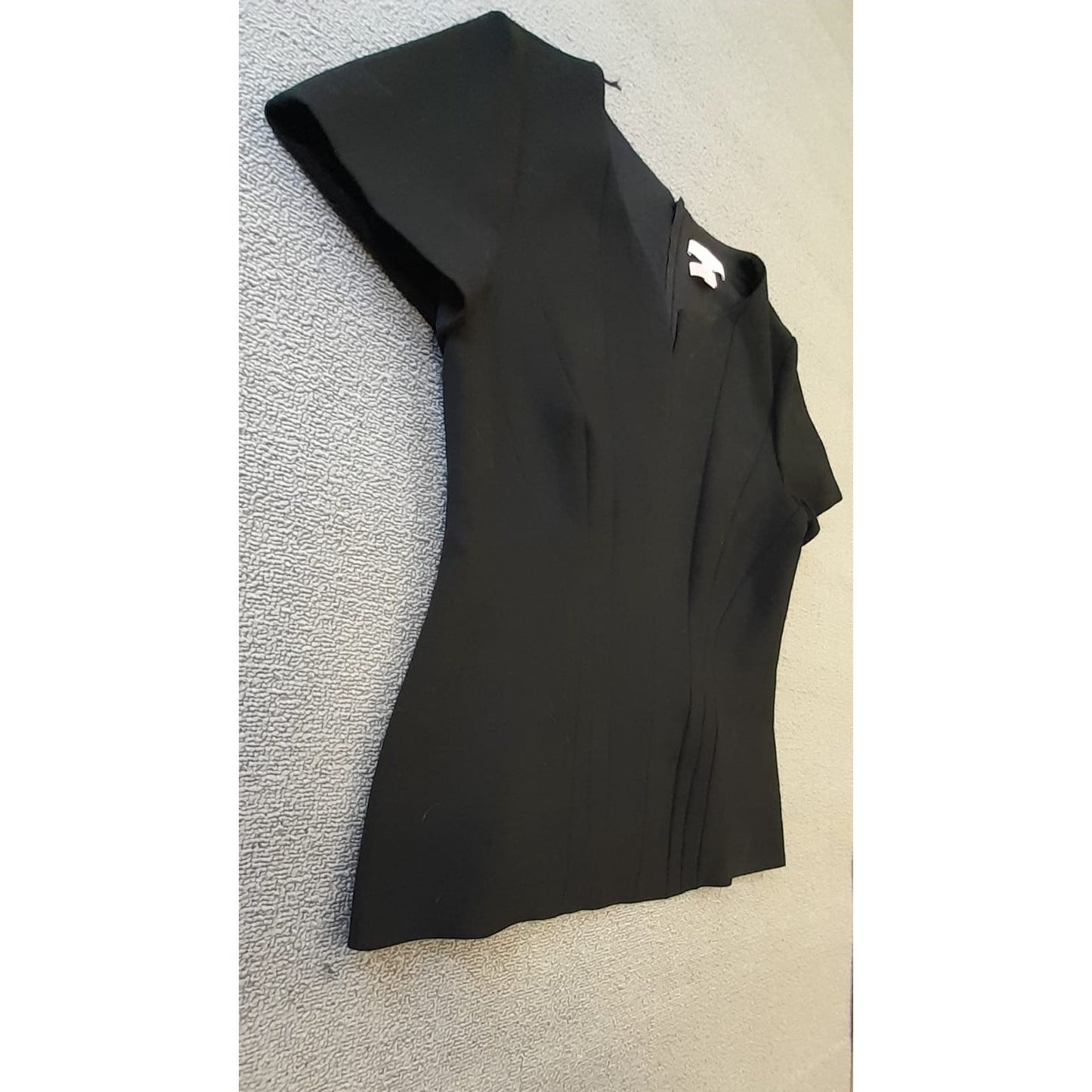 BOSS Hugo Boss Womens 10 Black Short Sleeve V Neck Fitted Blouse