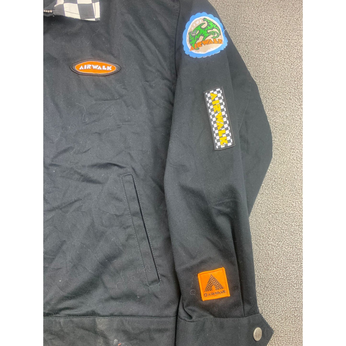 Airwalk x Forever 21 Men's S Skater Jacket Checkered Color with Graphic Patches