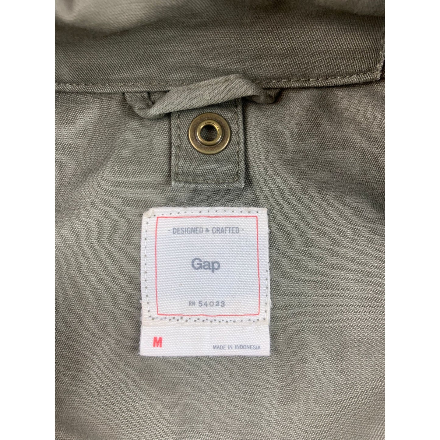 Gap Women’s Utility Field Jacket Sz M Hooded Full Zip Snap Draw String Waist