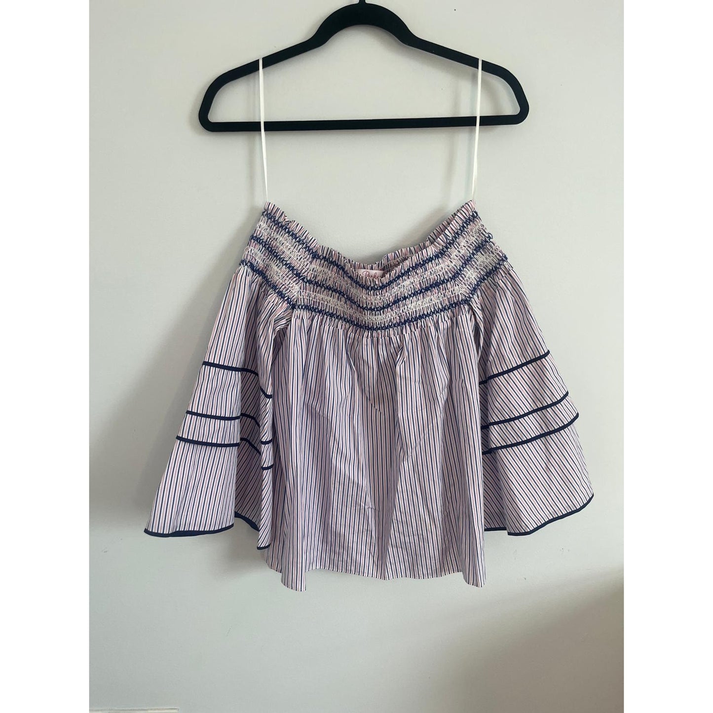 Parker Smocked Blouse Women XS Striped Bell Sleeve Ruffle Boho Top