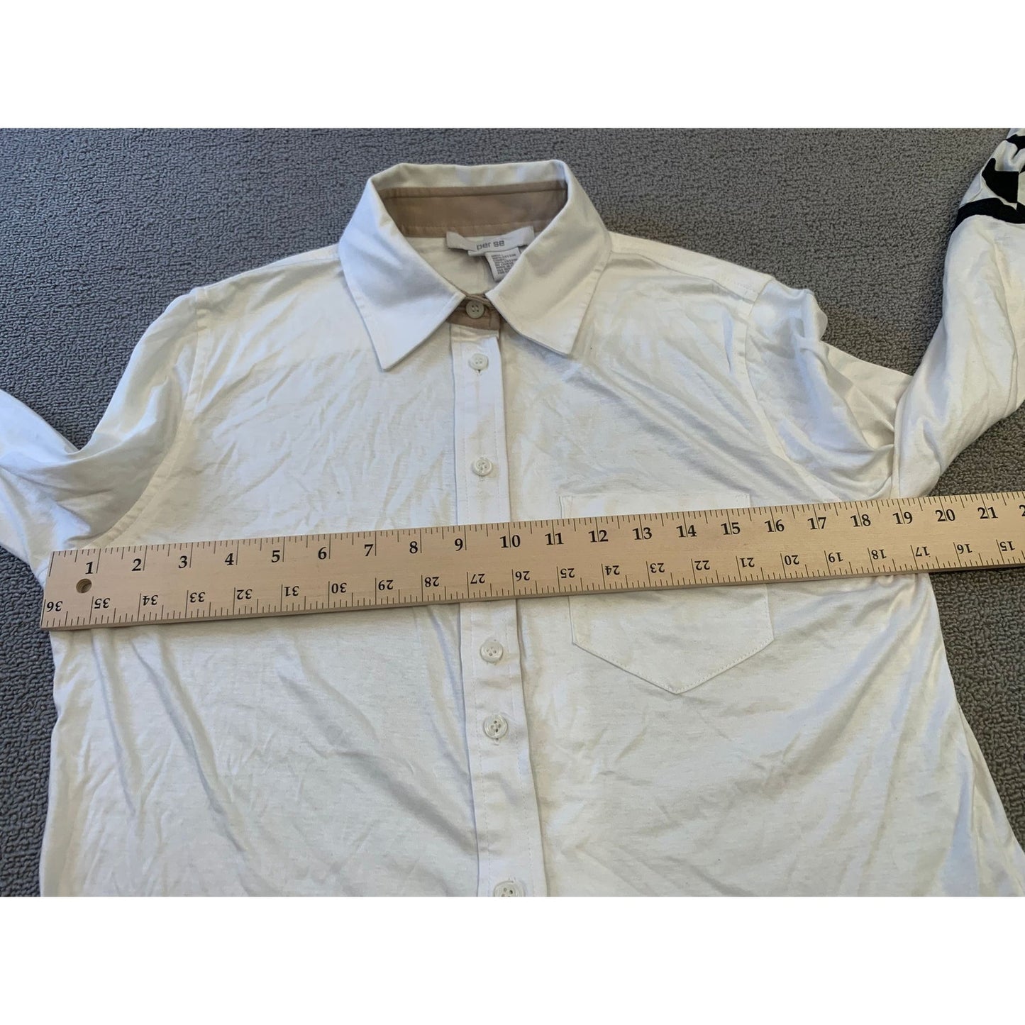 Per Se White Black Striped Button Down Shirt Women 8
