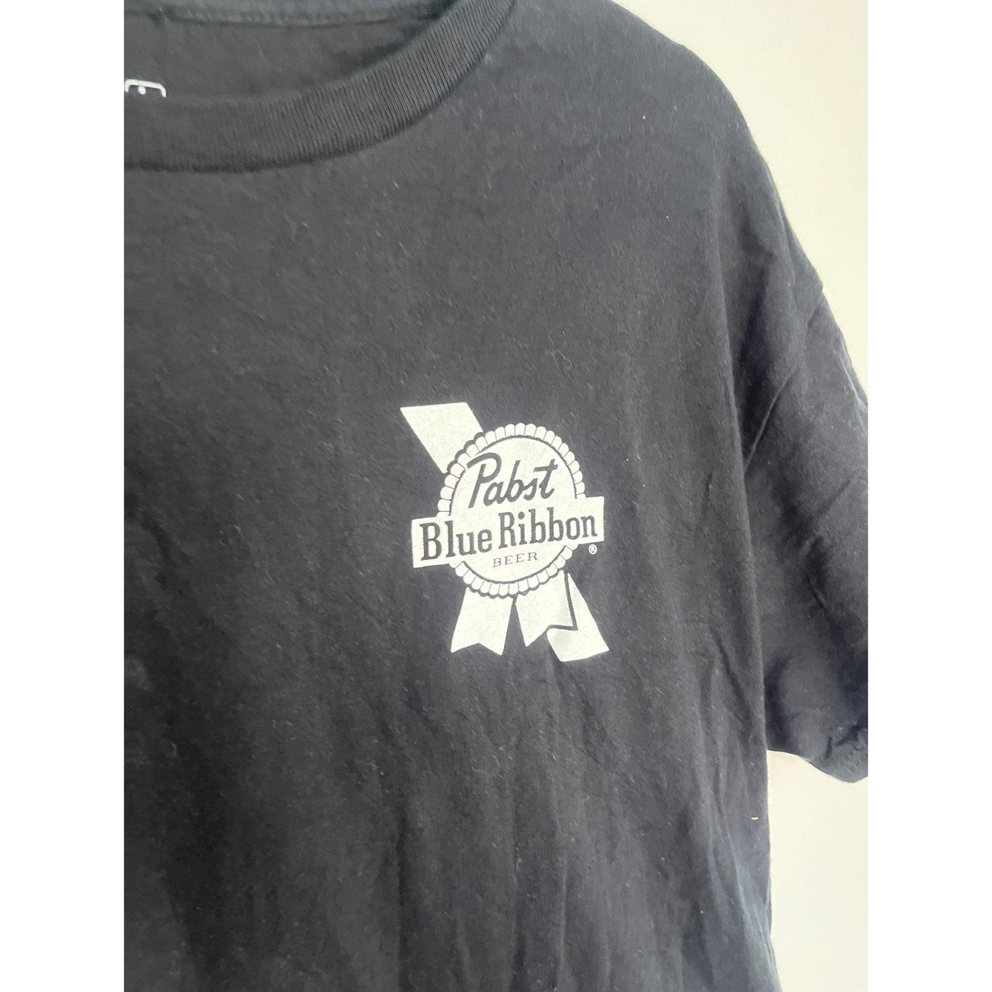 Pabst Blue Ribbon T Shirt Men L Black Graphic Beer Logo Cotton