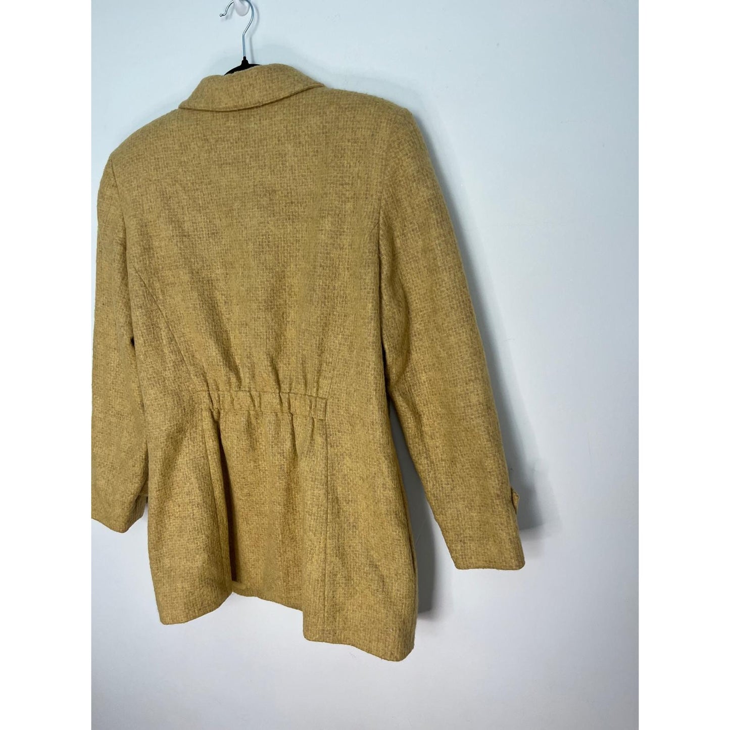 Bill Blass Vintage Blend Coat Women 12 Yellow Mohair Collared Lined Jacket