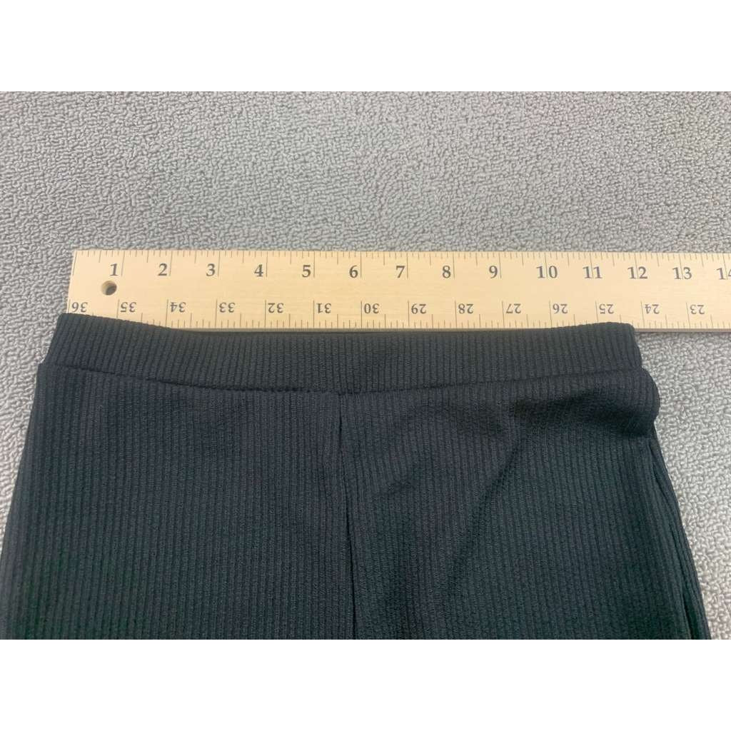 Nasty Gal Collection Ribbed Flared Knit Pants Women 4 Black High Waist Pull On