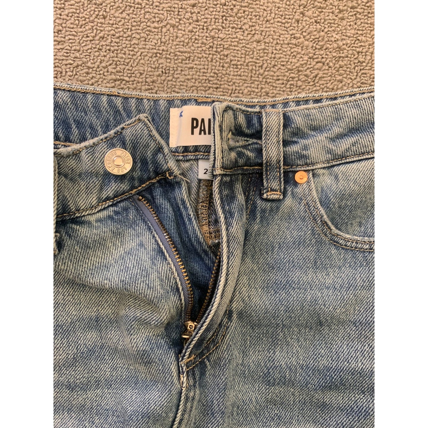 Paige Women 25 Blue Distressed Raw Hem Denim Mini Skirt