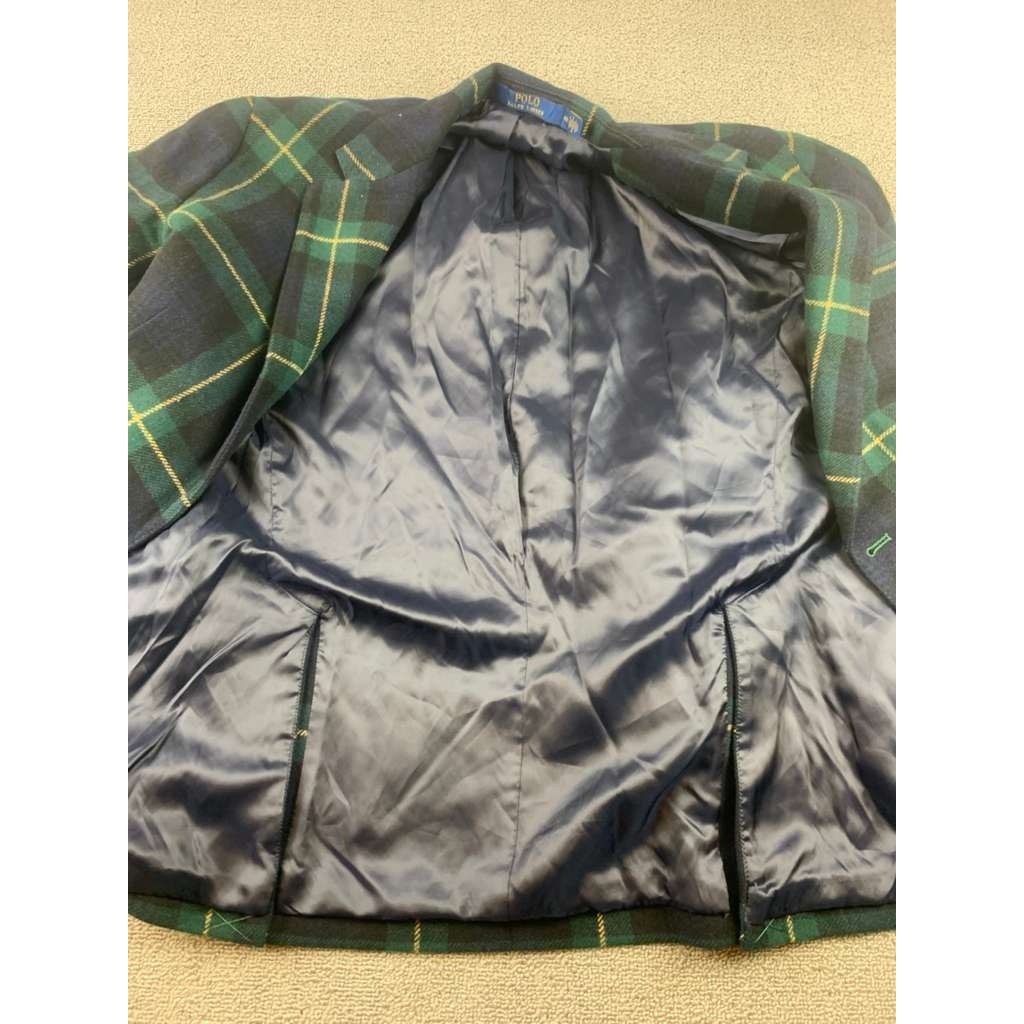 Polo Ralph Lauren Men 40R Tartan Plaid Wool Blend Blazer Sport Coat