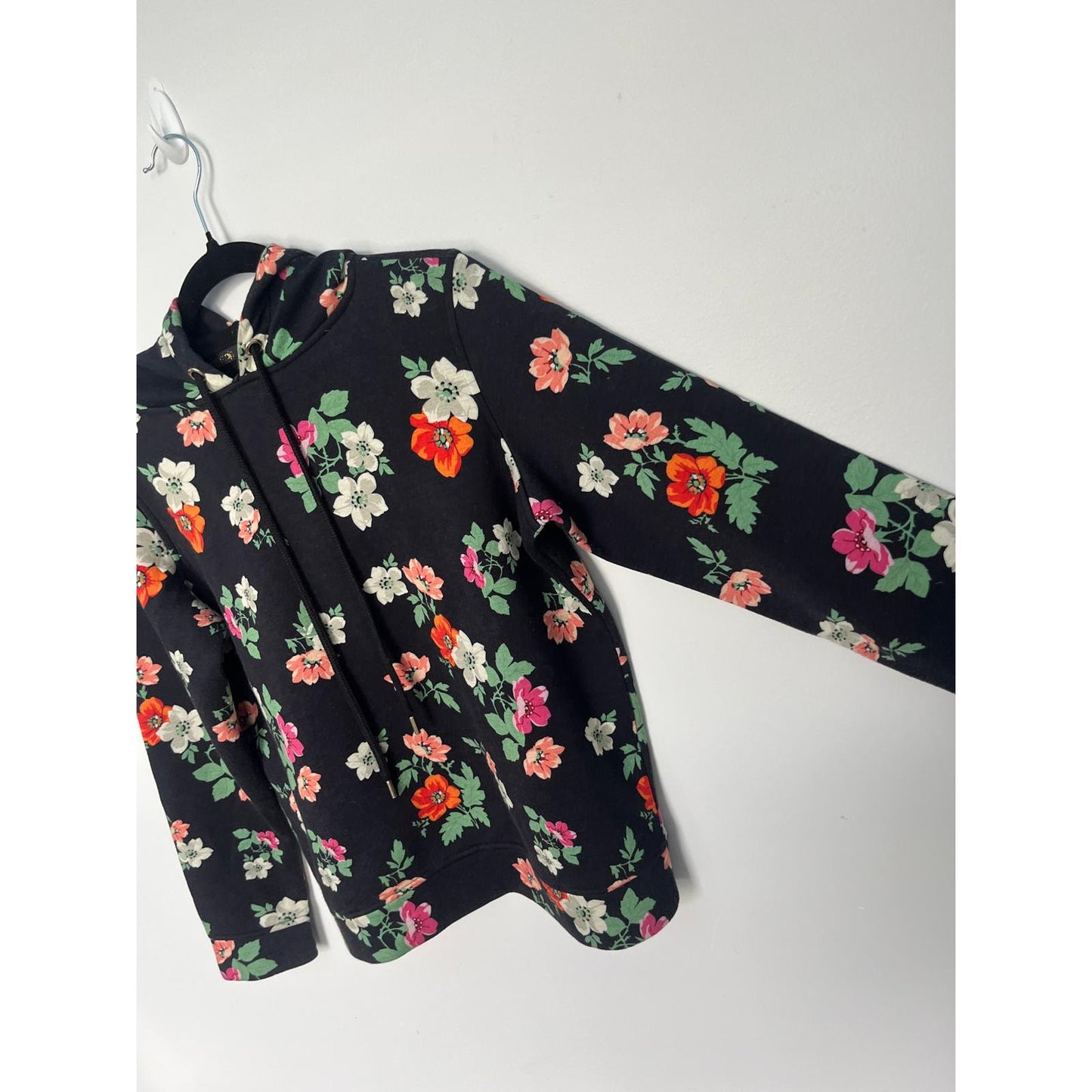 Maje Floral Hoodie Women 1 Black Pink Green Pullover Sweatshirt