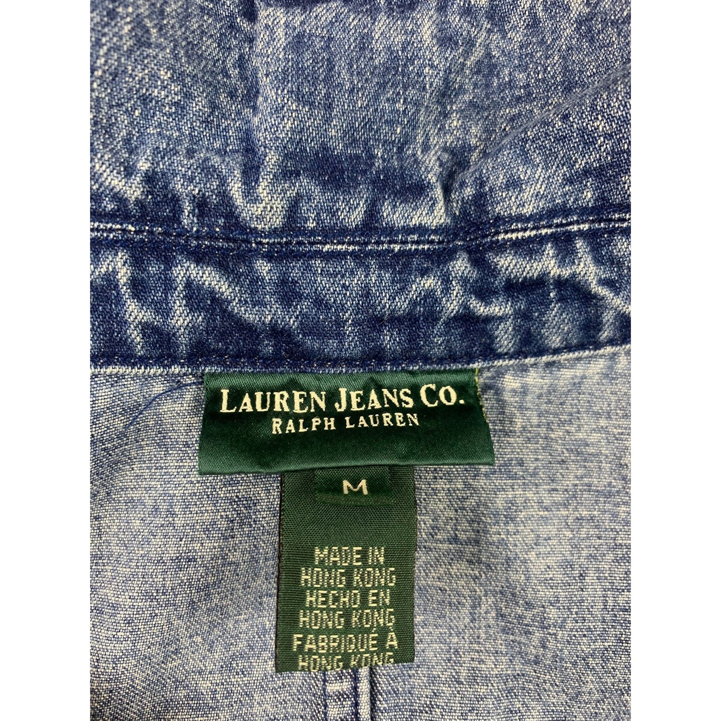Vintage Lauren Jeans Co Ralph Women's Denim Peacoat Size Medium Made Hong Kong