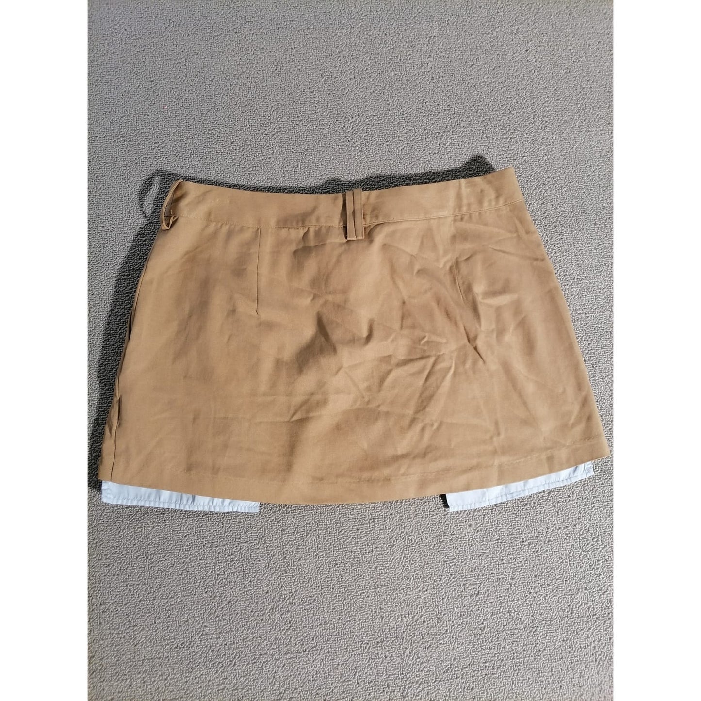 ZARA Medium Female Brown Tan Pleated Skirt with White Layered Hemline Stylish