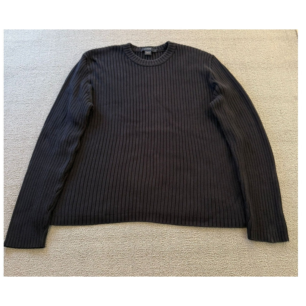 J.Crew Men’s Size L Black Ribbed Knit Cotton Sweater