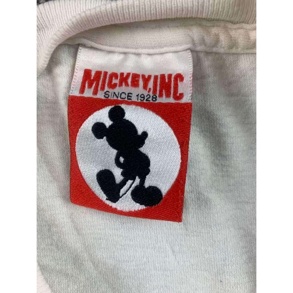 Disney Mickey Inc Theme Parks Tee Medium White Big Face 90s Vintage USA