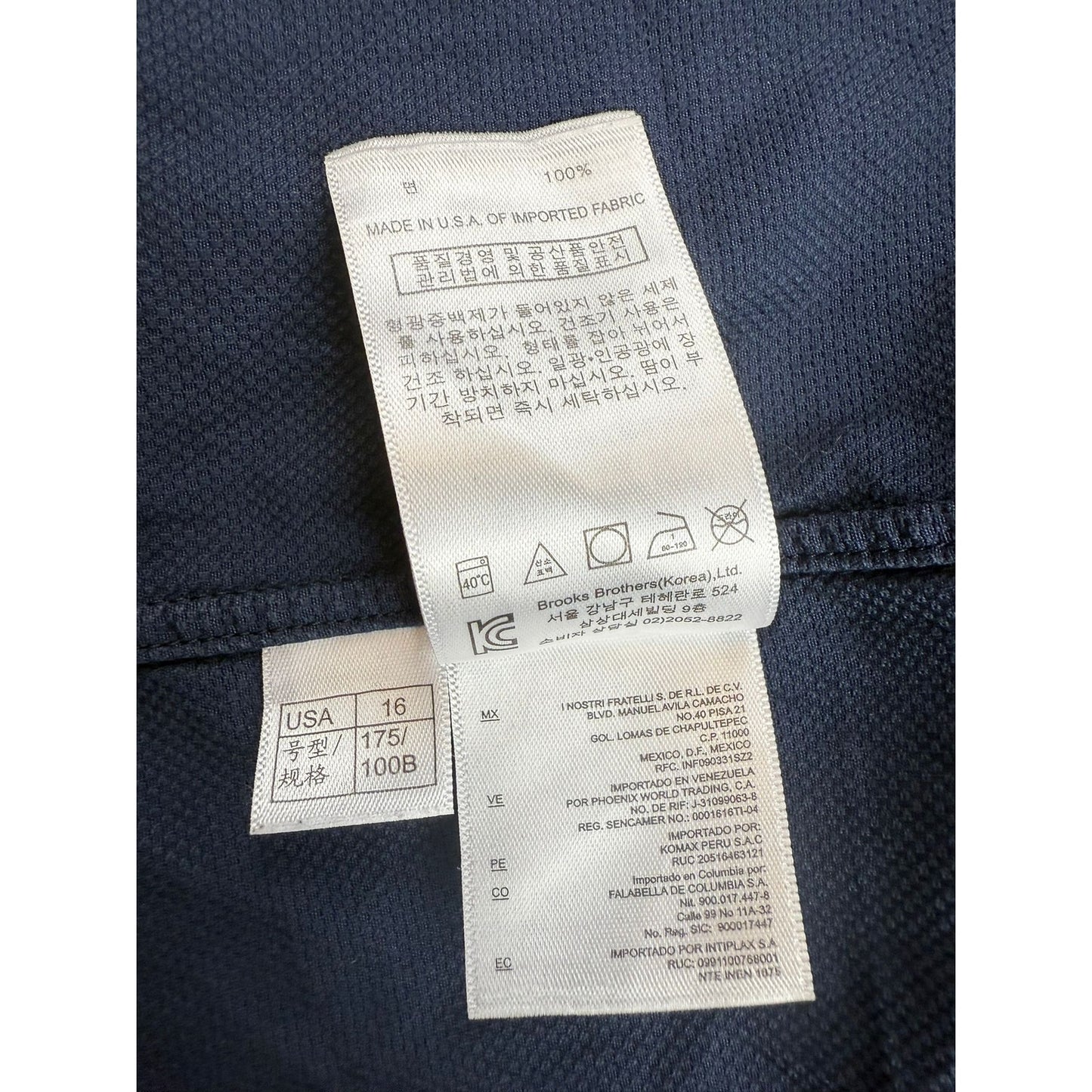 Brooks Brothers Milano Dress Shirt Men's 16-33 Navy Italian Fabric Made in USA