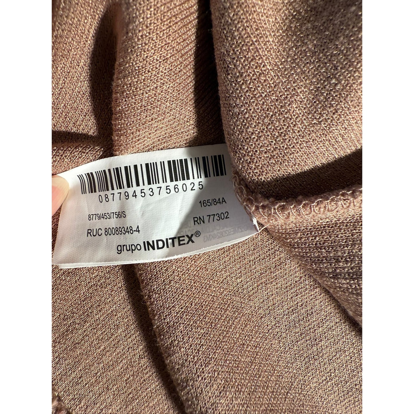 Zara Women’s Tan Ribbed Asymmetrical Long Sleeve Top Size Small Soft Fall