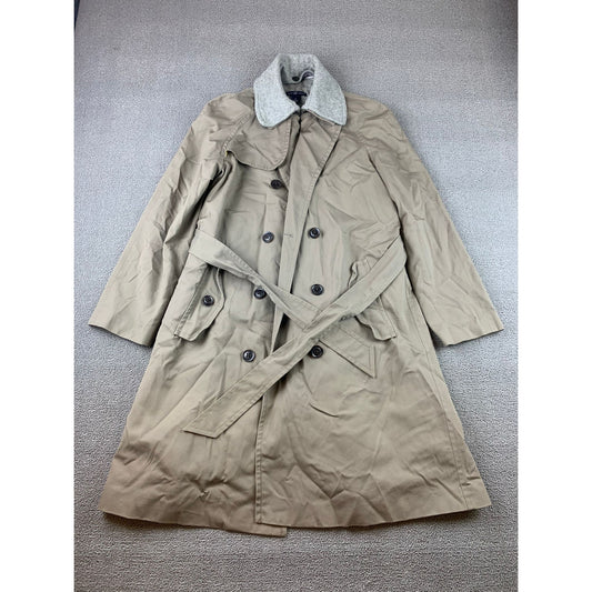 GAP Trench Coat Men's Medium Khaki Belted Double Breasted Removable Wool Liner