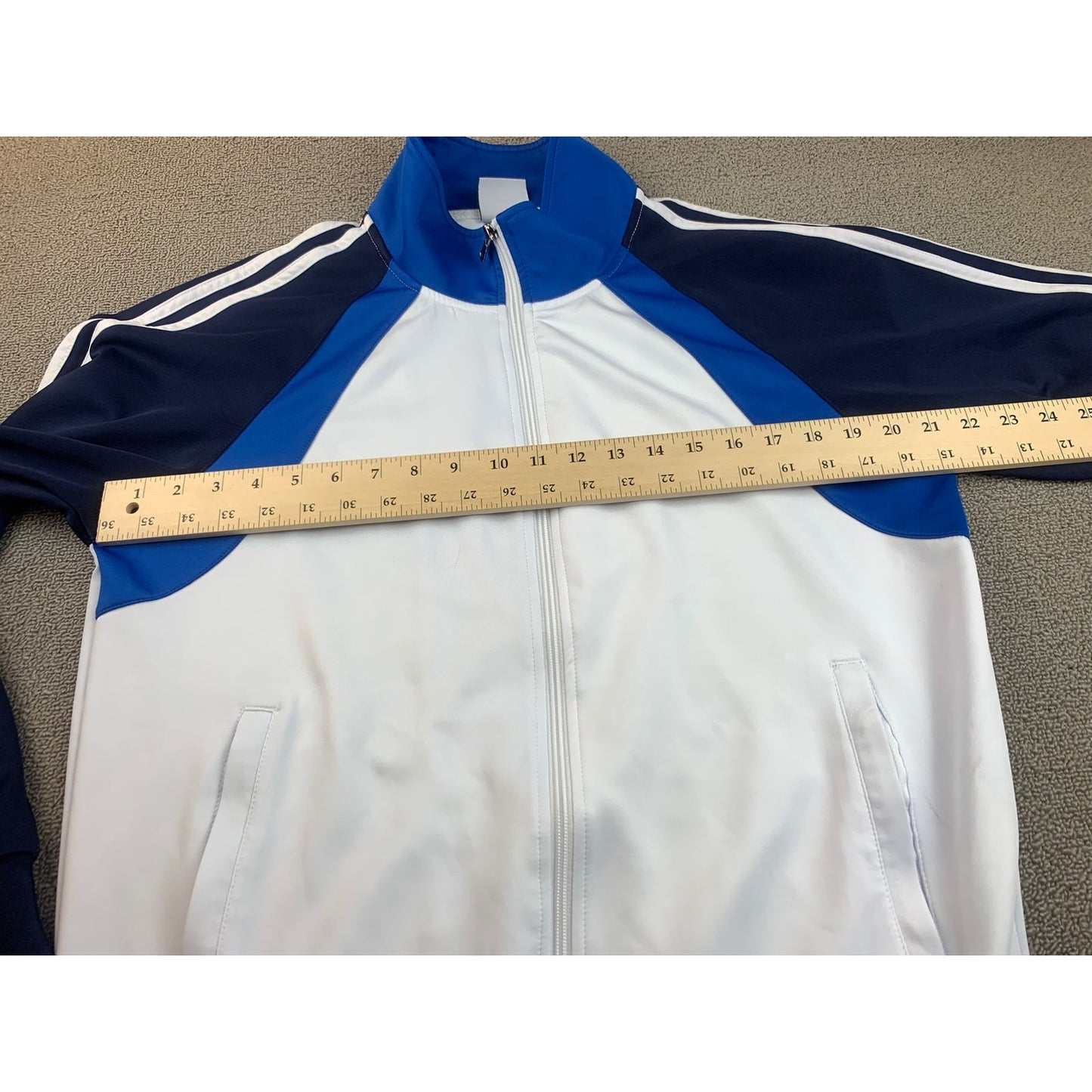 Sports Essentials Men's S White Blue Navy Full Zip Up Athletic Track Jacket