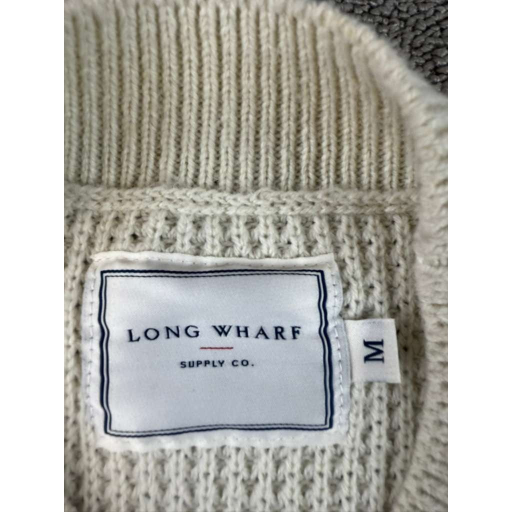 Long Wharf Women's Medium White Montauk SeaWell Crew Fisherman Sweater
