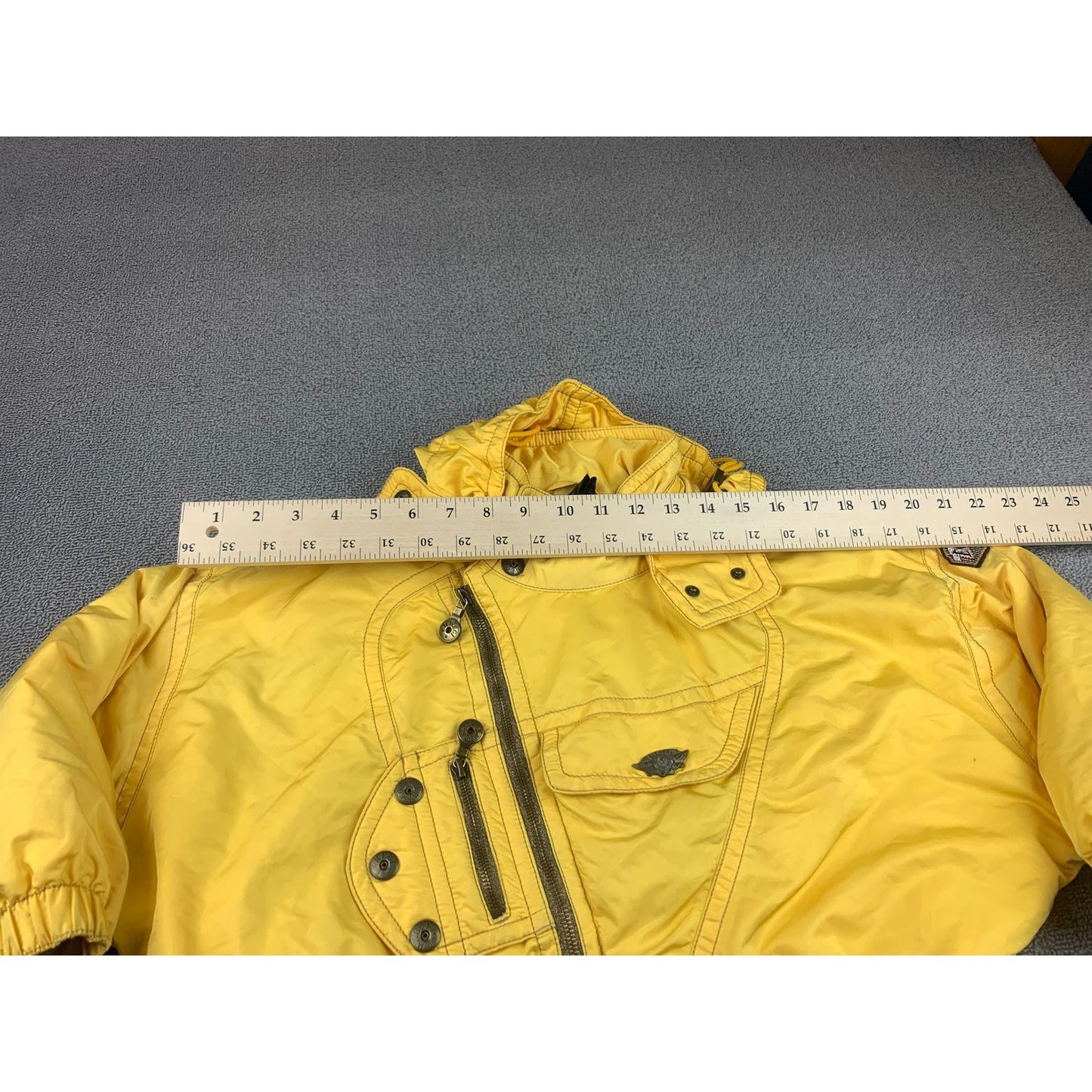 Emmegi Women's S Yellow Vintage Jacket With Hood Emblem And Patch