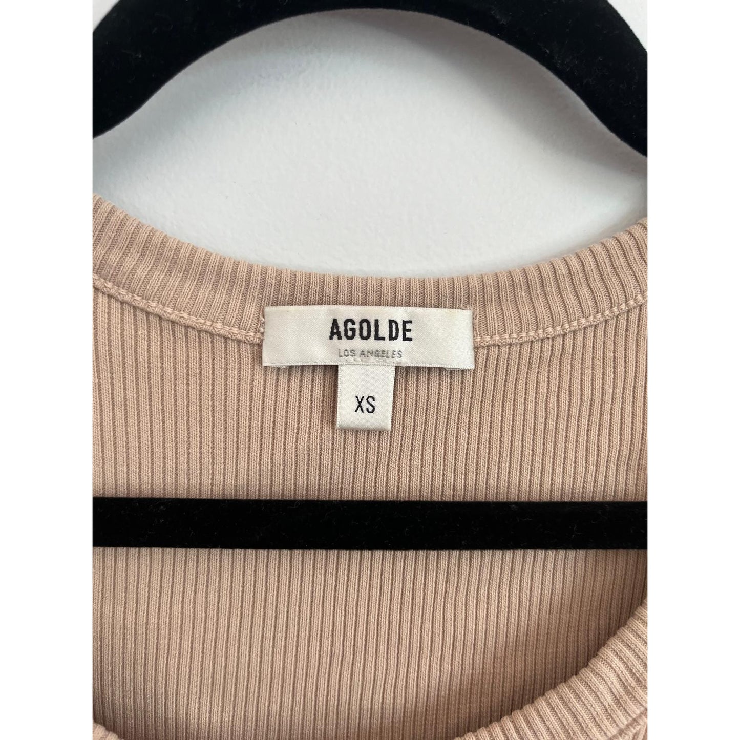 Agolde Ribbed Tank Top Women XS Beige Sleeveless Basic Stretchy Knit