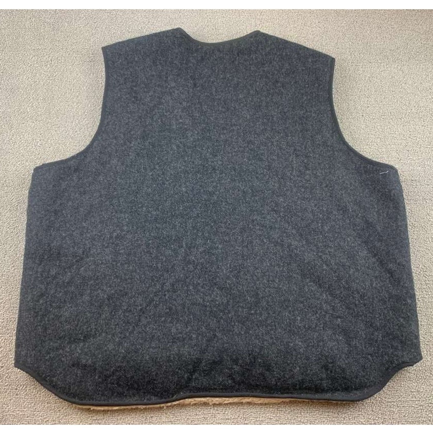 Vintage Woolrich Wool Men's Large Charcoal Gray Vest Sherpa Lined Zip Up Outdoor