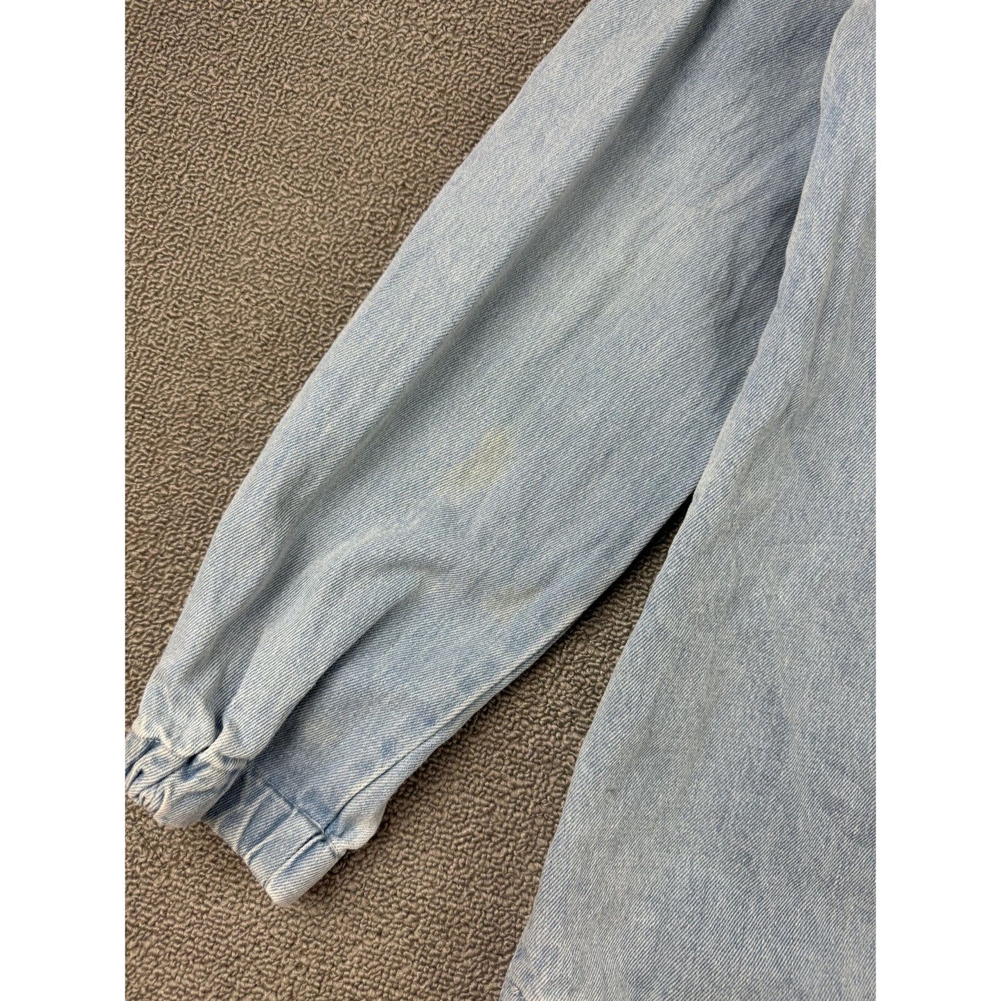 Cotton On Denim Anorak Men's Size Medium Light Wash Hooded DIY Heart Patch