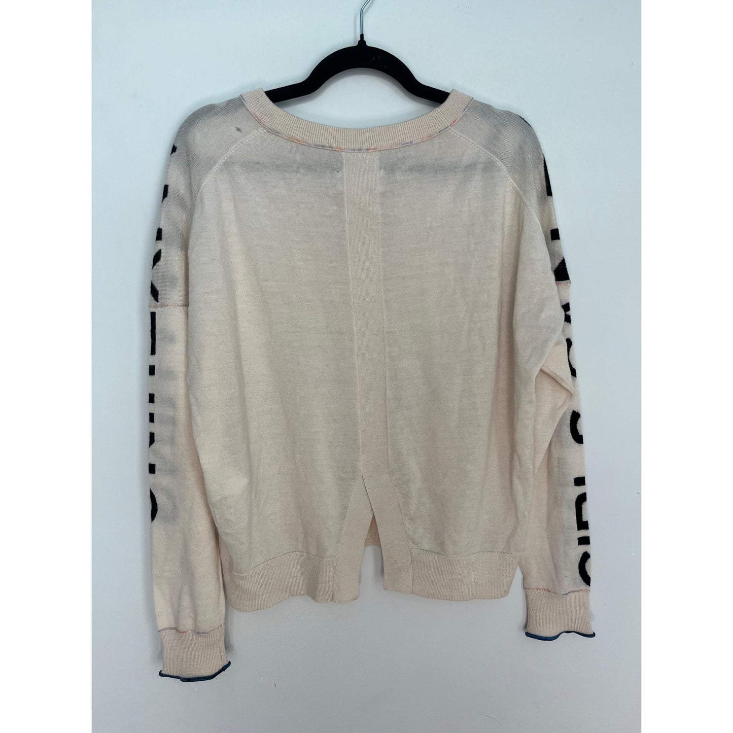 Zadig Voltaire Logo Sleeve Sweater Women XS Merino Wool Beige Pullover