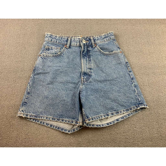 Zara Denim Shorts Women 4 High Rise Light Wash Classic 5 Pocket