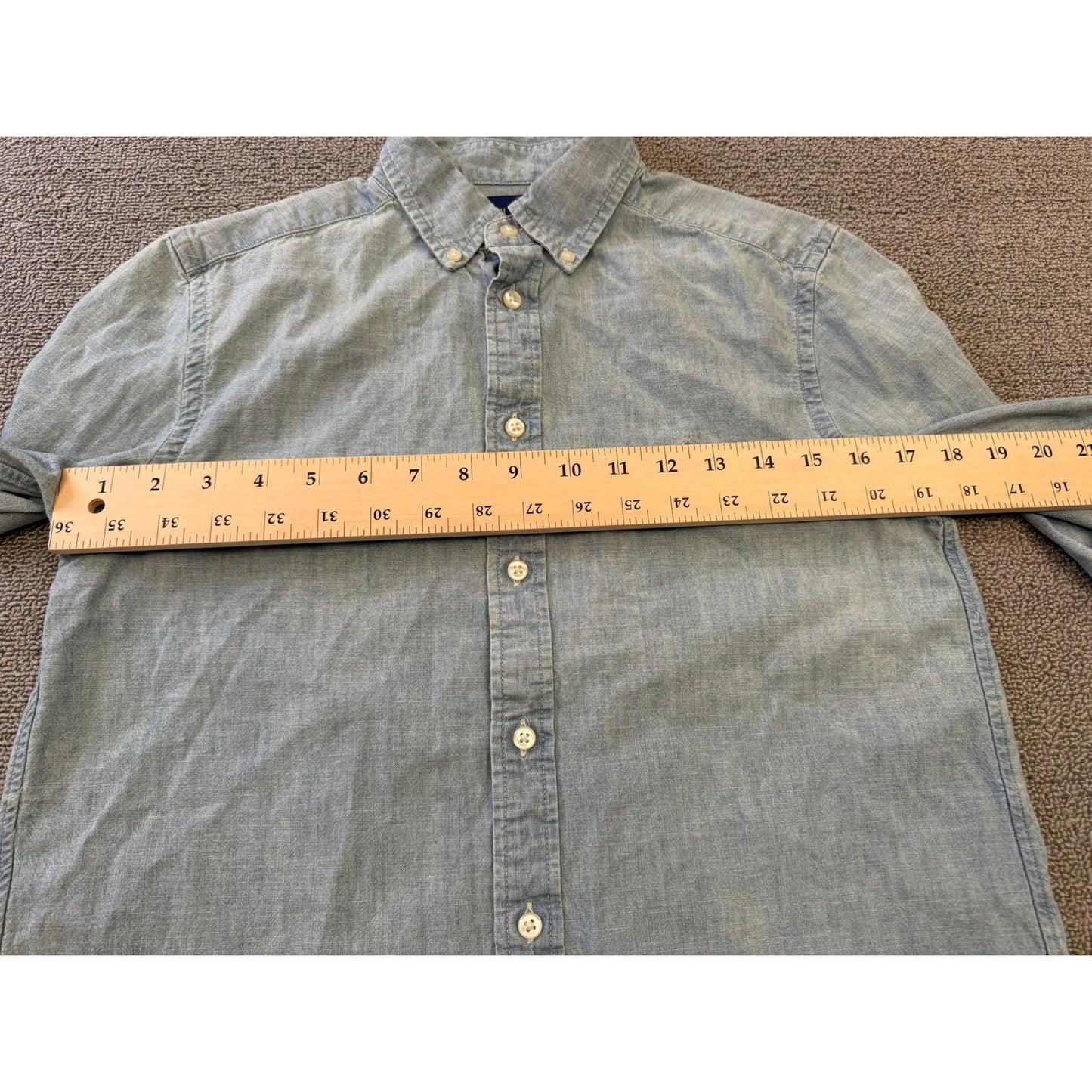 Ralph Lauren Men's 16 Blue Button-Down Chambray Shirt