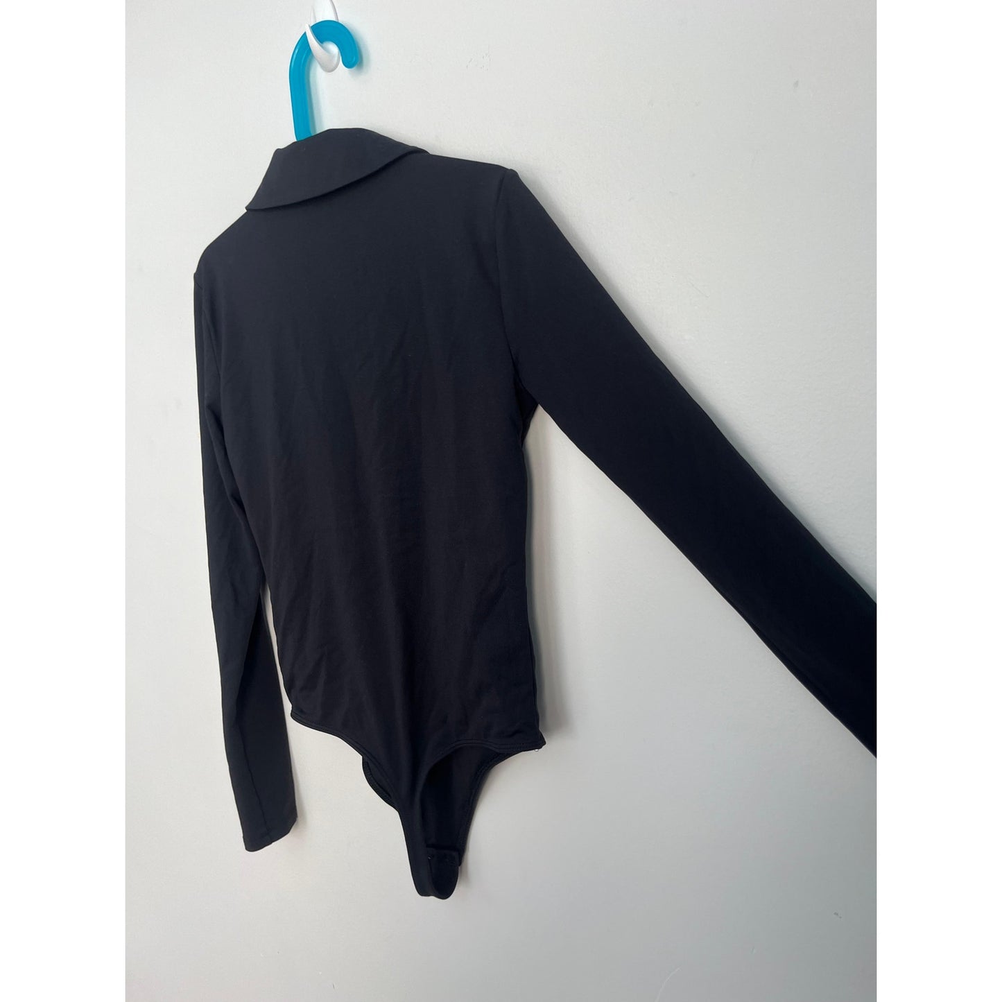 Babaton Contour Bodysuit Women XS Black Long Sleeve Button Front Stretch