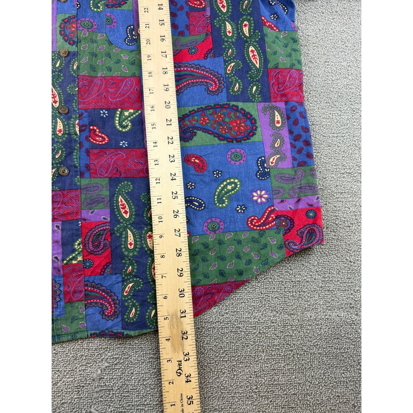 Vintage Chaps Ralph Lauren Men's Paisley Button Up Shirt XL Short Sleeve