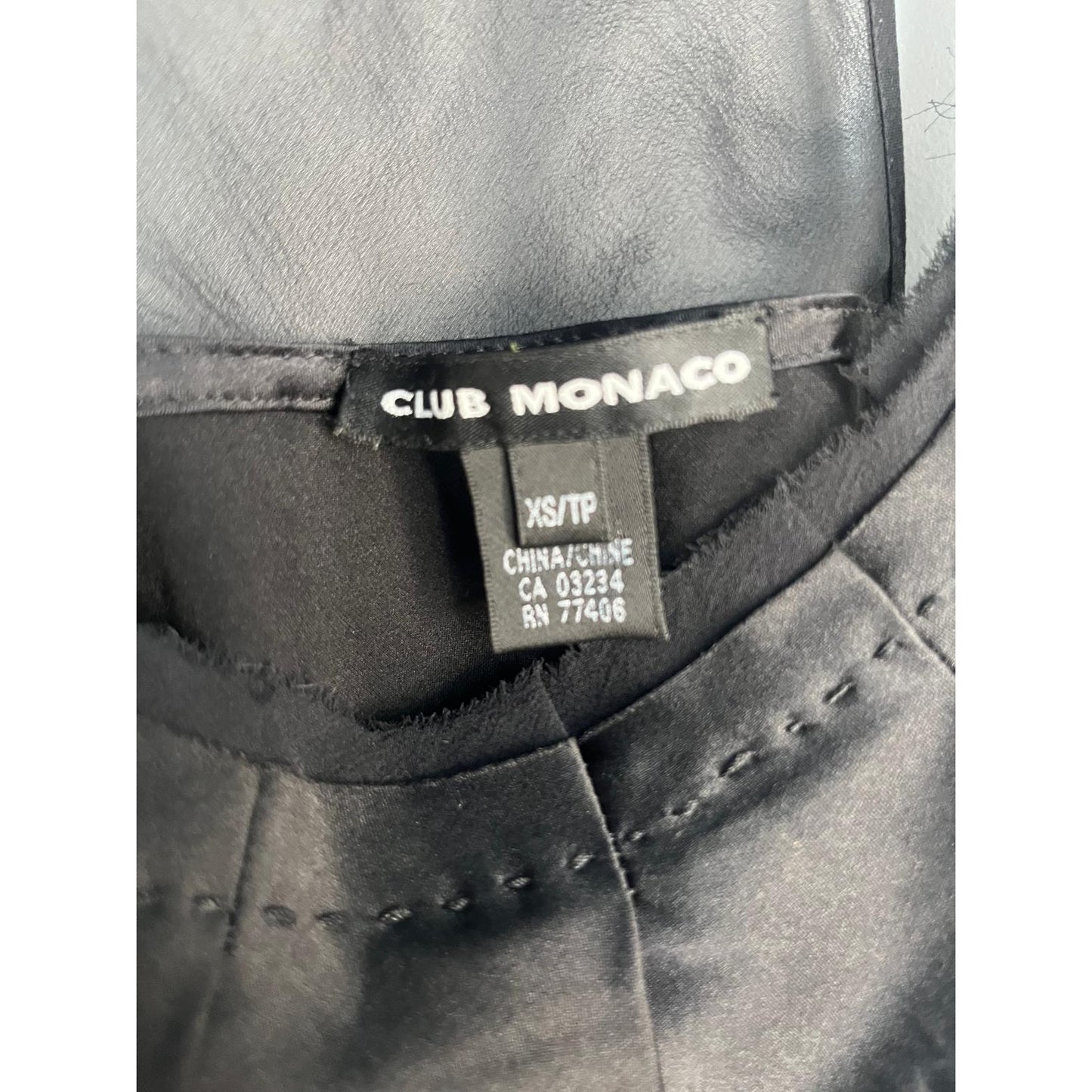 Club Monaco tank top women XS black satin mesh racerback