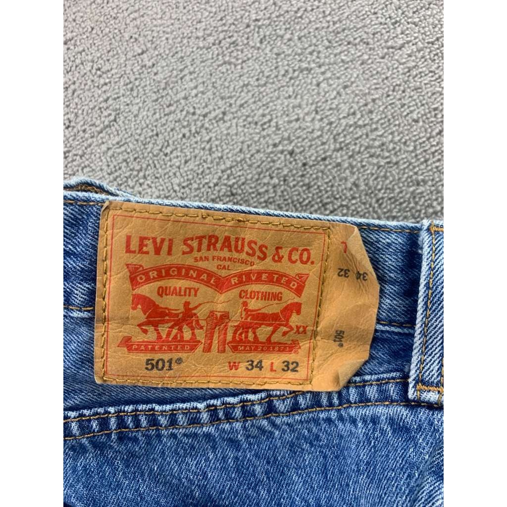 Levis 501 Jeans Men's W34 L32 Blue Classic Straight Leg Button Fly